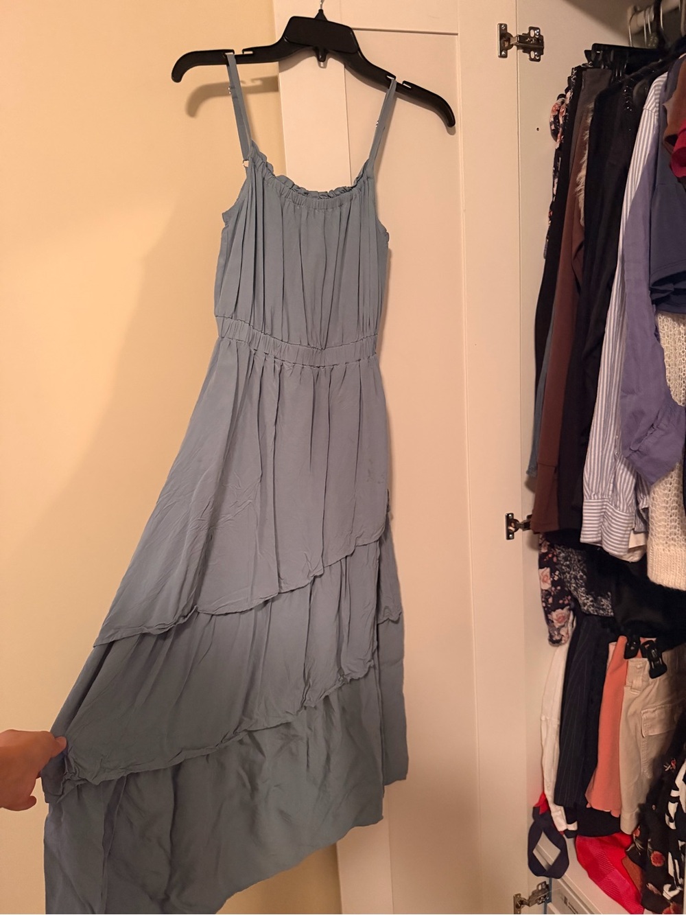 Evereve Soft Blue Tiered Maxi Dress